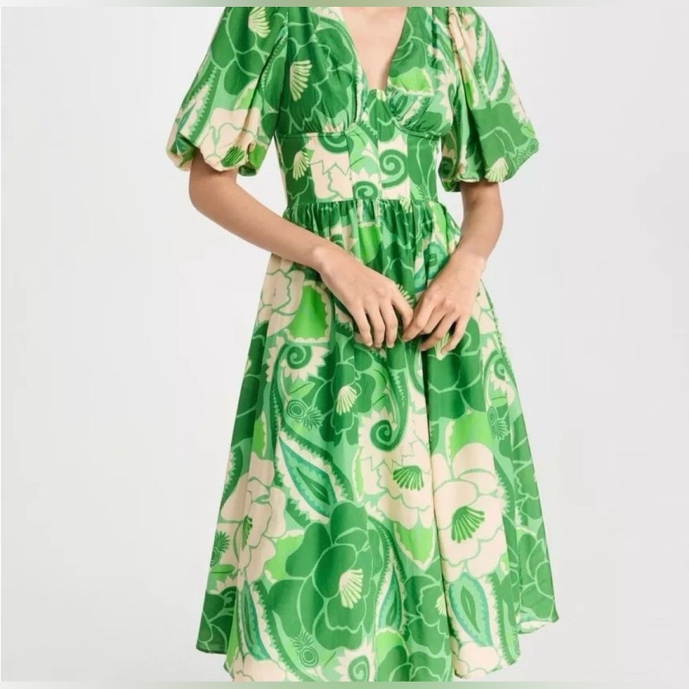 Farm Rio Floral Green Dress